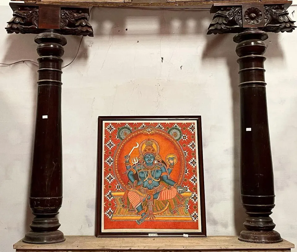 Wooden Pillars with Mural Painting